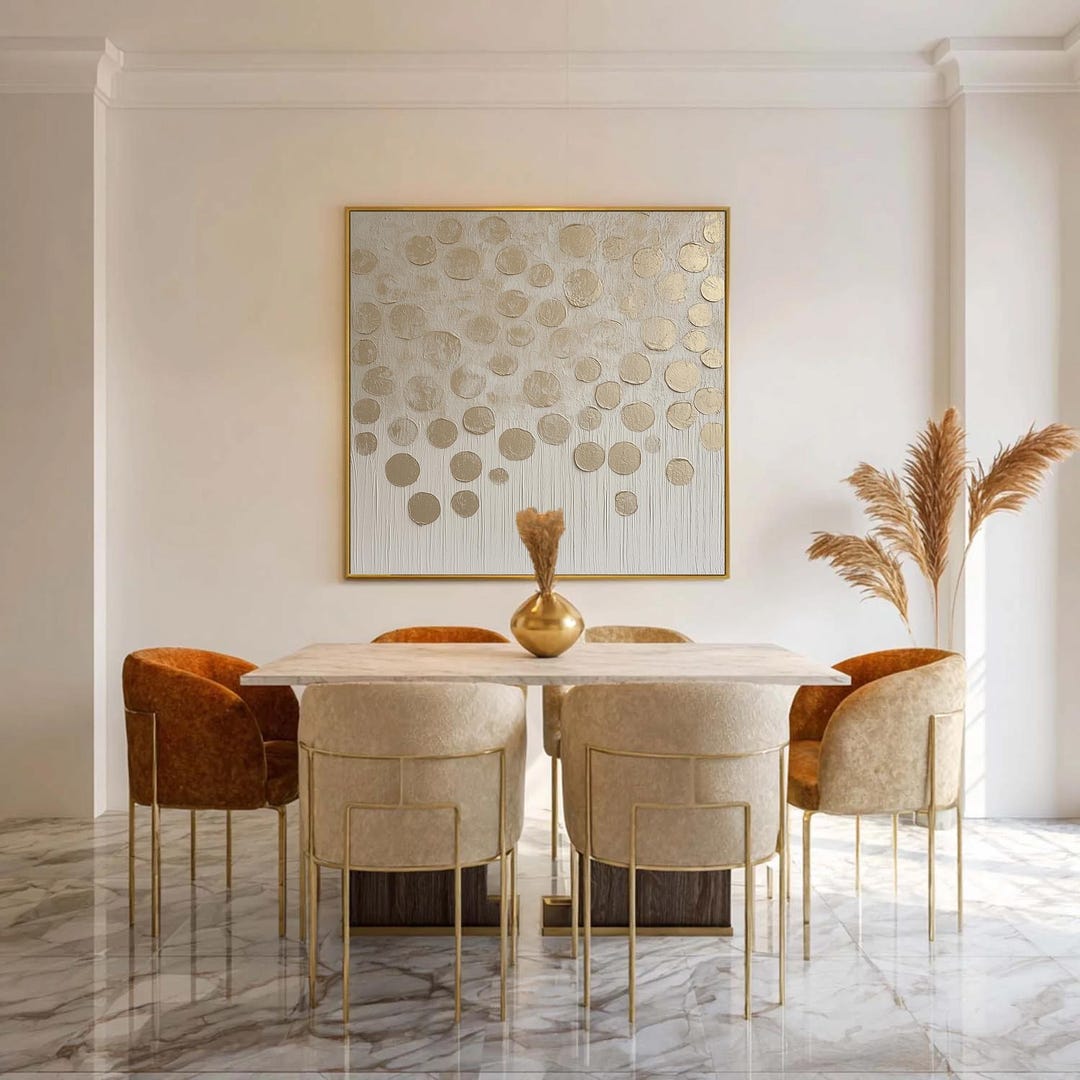 3D Textured Wall Art, Gold Leaf Painting, Minimalist Abstract Art ...