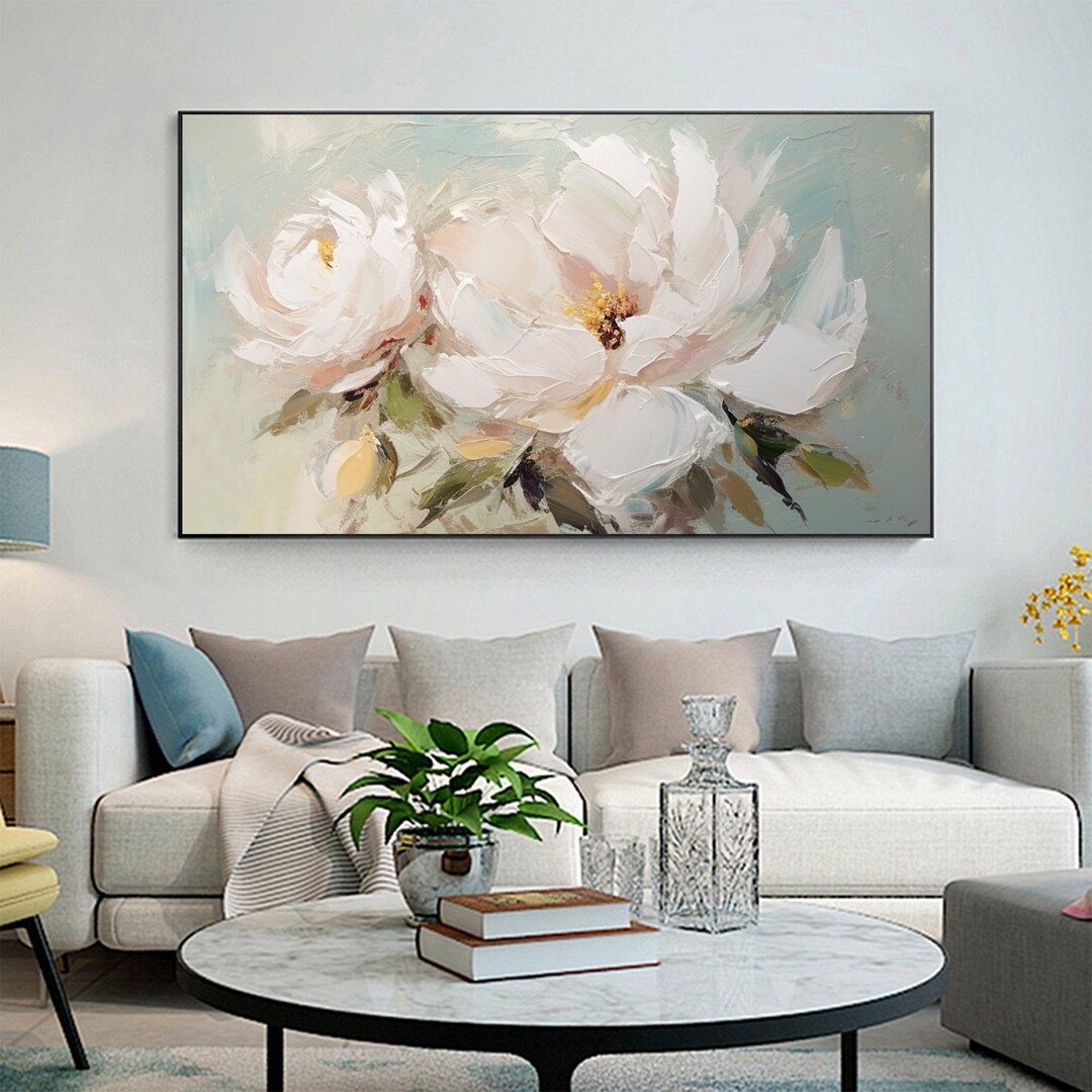 Large Flower Oil Painting on Canvas, Canvas Wall Art, Original Abstract ...