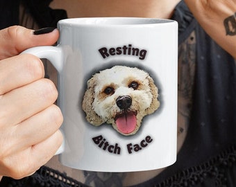 Bichon Frise 'Resting Bitch Face' - Quality Comedy Ceramic Coffee Mug , 11oz, 15oz Cup