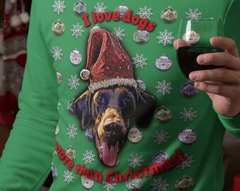 I love dogs more than Christmas! - Doberman Pinscher Dog Christmas Jumper