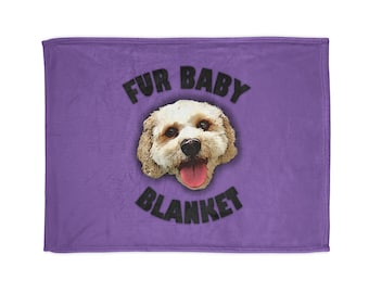 Bichon Frise 'Fur Baby' Blanket (Purple) - Soft Polyester Pet Blanket Throw