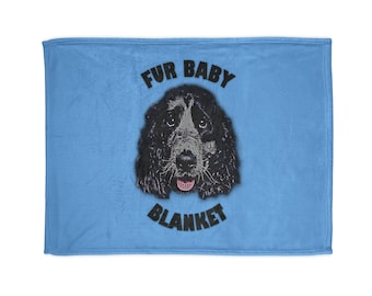 Spaniel Dog 'Fur Baby' Dog Blanket (Baby Blue) - Soft Polyester Pet Blanket Throw