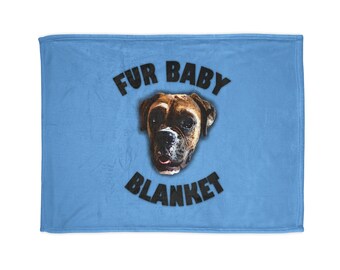 Boxer Dog 'Fur Baby' Blanket (Baby Blue) - Soft Polyester Pet Blanket Throw