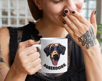 Doberman Pinscher 'Doberdork' - Quality Ceramic Coffee Mug , 11oz, 15oz Cup