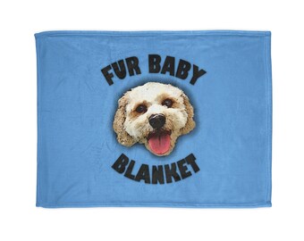 Bichon Frise Dog 'Fur Baby' Blanket (Baby Blue) - Soft Polyester Pet Blanket Throw