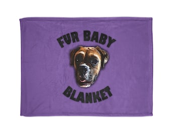 Boxer Dog 'Fur Baby' Blanket (Purple) - Soft Polyester Pet Blanket Throw