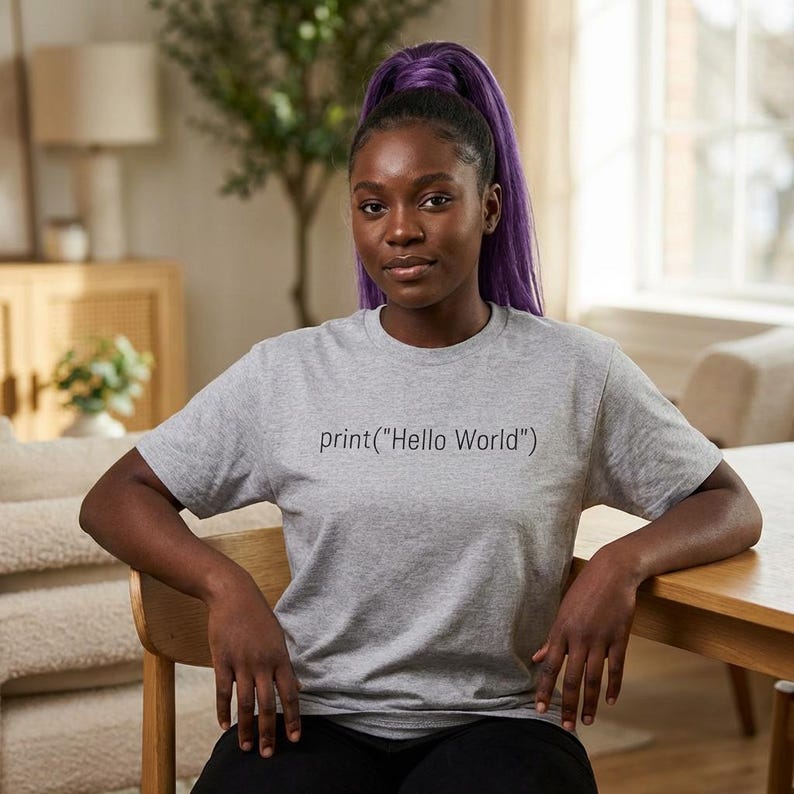 Python Code T-Shirt: Hello World Programmer Tee image 1