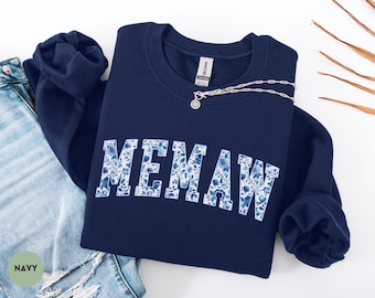 Floral Memaw Sweatshirt, New Grandma Gift, Baby Shower Gift for Memaw, Memaw Crewneck, Floral Grandma Sweater, Mothers Day Gift for Memaw