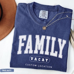 T-shirt personnalisé pour les vacances en famille, T-shirt assorti pour un voyage en famille, T-shirt de vacances personnalisé avec le lieu de destination, T-shirt d'été pour la famille image 7