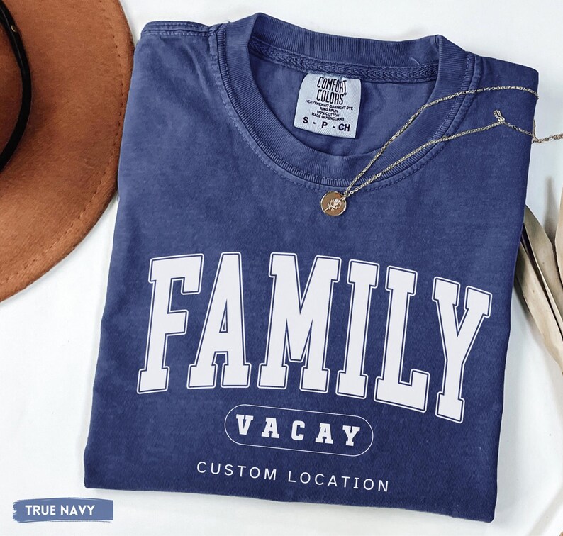 T-shirt personnalisé pour les vacances en famille, T-shirt assorti pour un voyage en famille, T-shirt de vacances personnalisé avec le lieu de destination, T-shirt d'été pour la famille image 7