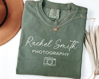 Personalized Photography Name Shirt, Custom Photographer Comfort Color, Photographer Gift, Photographer Logo Shirt, Studio Gifts