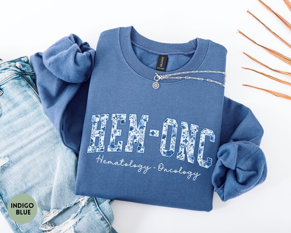 HEM-ONC Sweatshirt, Floral Hematology Oncology Nurse Crewneck, Cancer Nurse Sweater