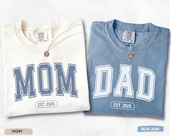 Matching Mom and Dad Shirts, Custom EST 2026 Tee, Pregnancy Announcement Shirt, New Parents Gift, Personalized Mama Dad Shirts