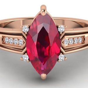 Marquise Ruby Ring | Dainty Gold Solitaire Promise Ring