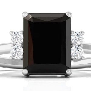 Black Onyx Gemstone Engagement Ring 925 silver  Ring, Octagon Ring, Black Stone Ring, Promise Ring Statement Ring Birthday Gift For Her
