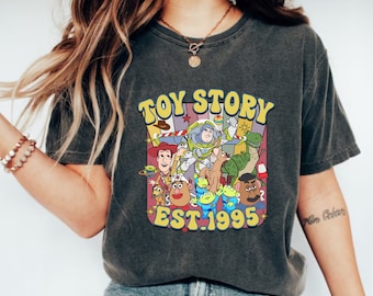 Vintage Disney Toy Story est. 1995-tröja, Toy Story-karaktärer-tröja, Toy Story-tröja, Toy Story-familjetröja, Disney Toy Story-födelsedagströja