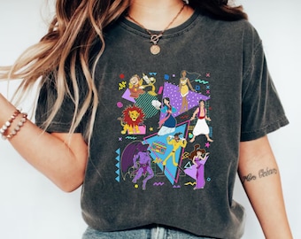 Retro 90s Disney Characters Shirt, Powerline Aladdin Megara Mulan