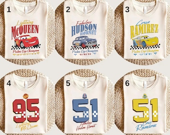 Camiseta de acuarela de personajes de Cars de Disney, camiseta de Radiator Springs, camiseta retro de Rayo McQueen, camiseta de personajes de Cars, camiseta de la Copa Pistón, camiseta de Cars