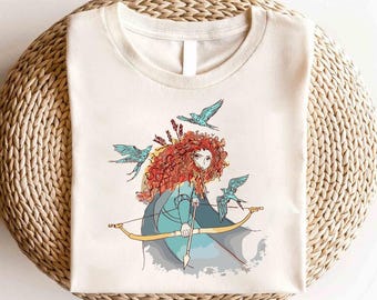 Disney Princess Merida Watercolor Sketch Portrait Shirt, Disney Merida Princess Shirt, Disney Princesses Shirt,Merida Shirt, Princess Gift
