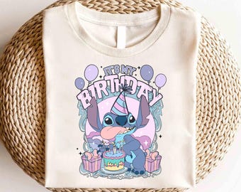 Chemise anniversaire Lilo et Stitch Disney, chemise Disney Stitch, chemise Stitch Ohana, Ohana signifie famille chemise, chemise Disney c'est mon anniversaire