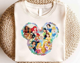 Disney Princess Watercolor Ears Shirt,Disney Princess Shirt, Princess Gift, Disney Girls Trip Shirt,Water Color Disney Princess Painting Tee