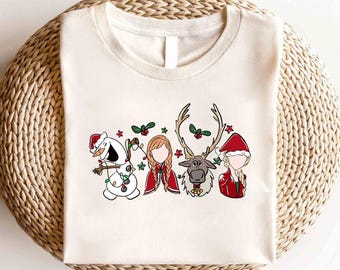Disney Frozen kerstshirt, Elsa en Anna Olaf kerstshirt, kerstfeestshirt, bijpassende Disney kerstshirt, kerstcadeau