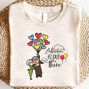 Disney Up House Balloons Couple Shirt,Disney Carl And Ellie Shirt,Disney Adventure Is Out There Shirt, Up Movie Shirt,Valentine Couple Shirt