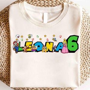 Custom Name Super Mario Shirt, Super Mario Character Shirt, Mario Gaming Party Shirt, Super Mario Family Shirt, Super Mario Birthday Shirt
