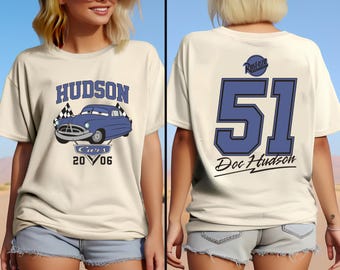 Camiseta del Fabuloso Hudson Hornet de Disney Cars, camiseta del Doc Hudson de Disney, camiseta de la Leyenda de la Copa Pistón, camiseta de Disney Cars, camiseta de Rayo McQueen de Disney