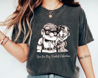 Disney Up House Balloons Couple Shirt,Disney Carl And Ellie Shirt,Disney Adventure Is Out There Shirt, Up Movie Shirt,Valentine Couple Shirt