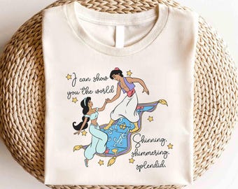 Camiseta da princesa Jasmine da Disney, camiseta da princesa Disney, camiseta Aladdin e Jasmine da Disney, camiseta do Magic Kingdom da Disney, camiseta de viagem para aniversariante