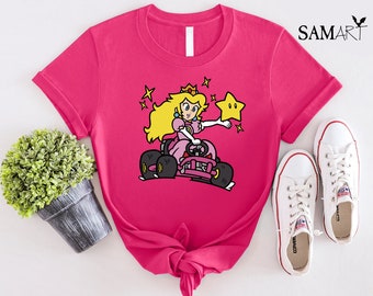 Princess Peach Star Shirt, Retro Princess Peach Shirt, Princess Peach Shirt, Princess Kart Shirt, Super Mario Shirt, Pink Princess