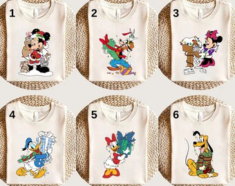 Camiseta navideña de Disney Mickey y sus amigos, camiseta navideña a juego de Disney, camiseta navideña familiar de Disney, camiseta de fiesta navideña, regalo de Navidad