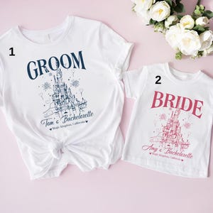 Disney Custom Bride & Groom Shirt, Disney Castle Bachelorette Party Tee, Bachelorette Party Shirt, Bachelorette Shirt, Bridal Party Tee