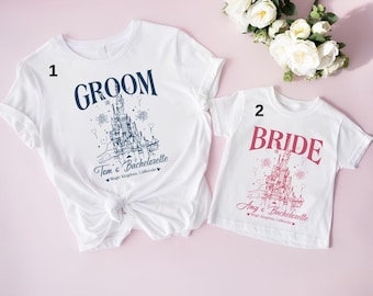 Disney Custom Bride & Groom Shirt, Disney Castle Bachelorette Party Tee, Bachelorette Party Shirt, Bachelorette Shirt, Bridal Party Tee