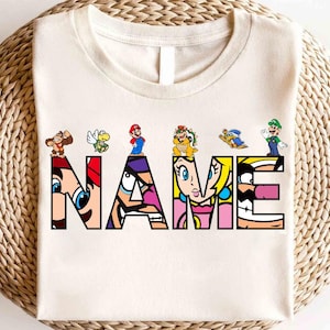 Super Mario Custom Name Shirt, Super Mario Character Shirt, Mario & Friend Party Shirt, Super Mario Family Shirt, Super Mario Birthday Shirt