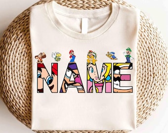 Super Mario Custom Name Shirt, Super Mario Character Shirt, Mario & Friend Party Shirt, Super Mario Family Shirt, Super Mario Birthday Shirt