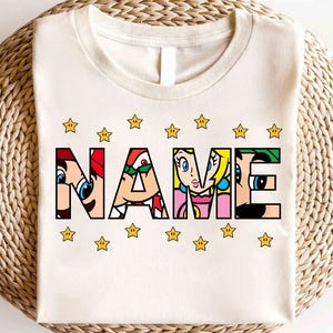 Super Mario Custom Name Shirt, Super Mario Character Shirt, Mario & Friend Party Shirt, Super Mario Family Shirt,Super Mario Birthday Gift