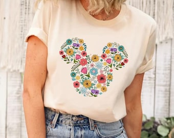 Disney Blumen Micky Shirt, Disney Gartenfest Shirt, Disney Blumenmädchen Shirt, Mädchen Trip Shirt, Blumen Mickey Shirt, Mickey Ohren Shirt
