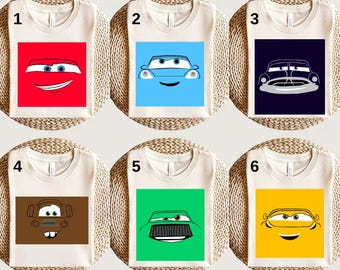 Shirt Disney Cars personage, shirt Disney Cars familie, shirt Disney Cars verjaardagsfeestje, shirt Lightning McQueen, shirt Disney Cars Sally