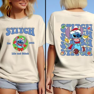 Disney Stitch Lights Christmas Shirt, Disney Stitch Santa Tee, Disney Christmas Party Shirt, Lilo and Stitch Christmas Shirt, Christmas Gift