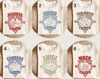 Shirt Disney Cars personage, shirt Disney Cars familie, shirt Disney Cars verjaardagsfeestje, shirt Lightning McQueen, shirt Disney Cars Sally