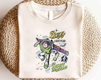 Disney Toy Story Buzz Lightyear akvarell t-shirt, Toy Story filmkaraktärer t-shirt, Buzz Lightyear t-shirt, Toy Story Infinity and Beyond t-shirt