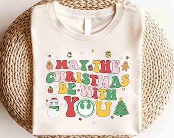Camiseta navideña de personajes de Disney Star Wars, camiseta navideña de Galaxy's Edge, camiseta navideña de Star Wars, camiseta navideña para fiesta, regalo de Navidad