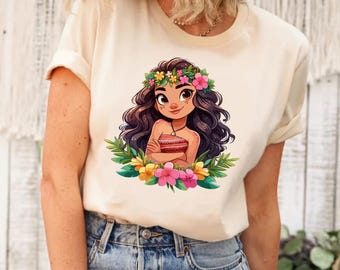 Camisa de acuarela de la princesa Disney Moana, camisa de niña de Disney, camisa de princesa de Disney, camisa de princesa Moana, princesa de Disney, camisa de cumpleaños de niña