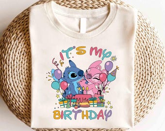 Chemise anniversaire Lilo et Stitch Disney, chemise Disney Stitch, chemise Stitch Ohana, Ohana signifie famille chemise, chemise Disney c'est mon anniversaire