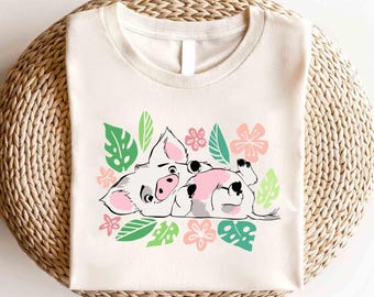 Disney Princess Moana Pua Floral Shirt, Disney Princess Shirt, Princess Moana Characters Shirt,Disney Girls Trip Shirt, Disney Hei Hei Shirt