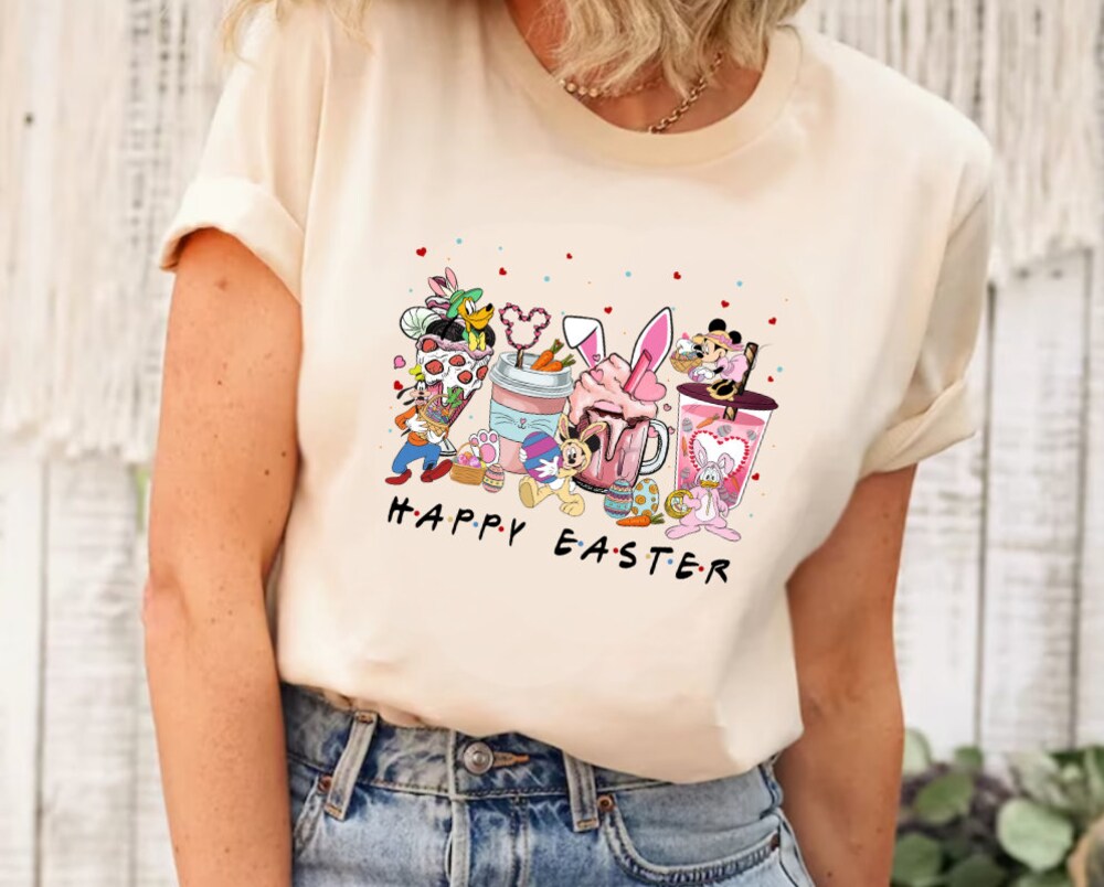 Disney Mickey And Friends Happy Easter Coffee Shirt,Happy Easter Shirt,Mickey Easter Shirt,Disney Characters Happy Easter Shirt,Happy Easter Bespoketshirt