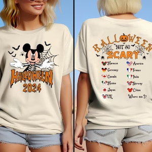 Maglietta Disney Mickey Not So Scary Halloween bifacciale, Maglietta Spooky Season, Maglietta Mickey Ghost, Maglietta per feste di Halloween, Maglietta Disney Halloween