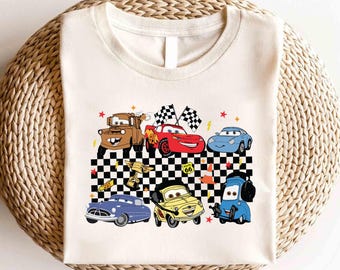 Maglietta Disney Cars Saetta McQueen, Maglietta per il viaggio di compleanno del bambino, Maglietta con personaggio Disney Cars, Maglietta coordinata Disney Cars, Maglietta Radiator Springs